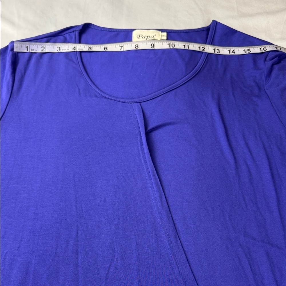 Papa Vancouver Top Purple Blue Bamboo Blend Asymmetrical Tie Women's Sz XXL - Picture 6 of 10